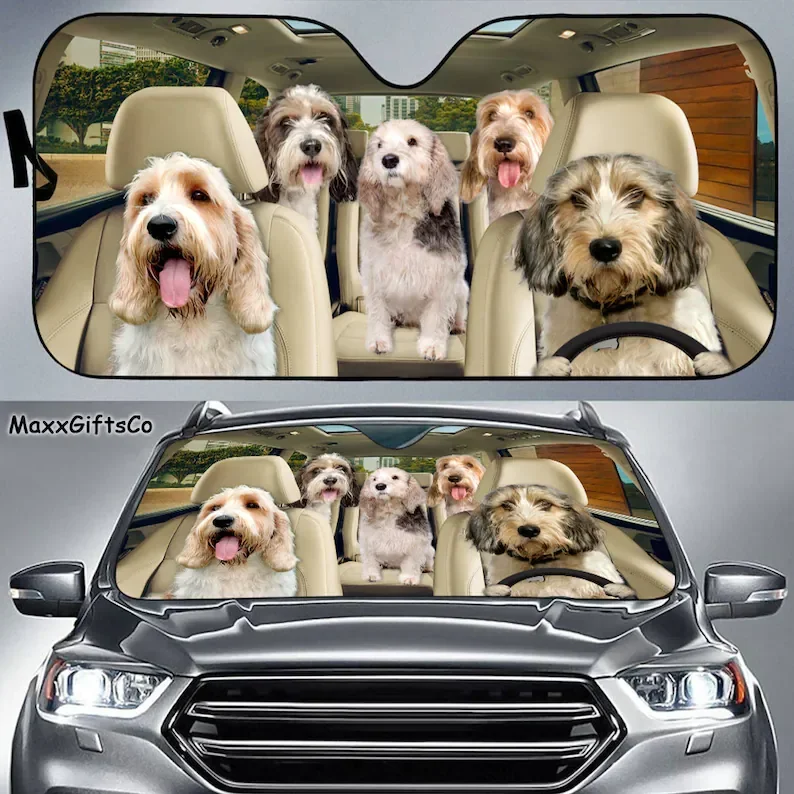 Grand Basset Griffon Vendeen Car Sun Shade, Dogs Windshield, Dogs Family Sunshade, Dog Car Accessories, Car Decoration, Gift For