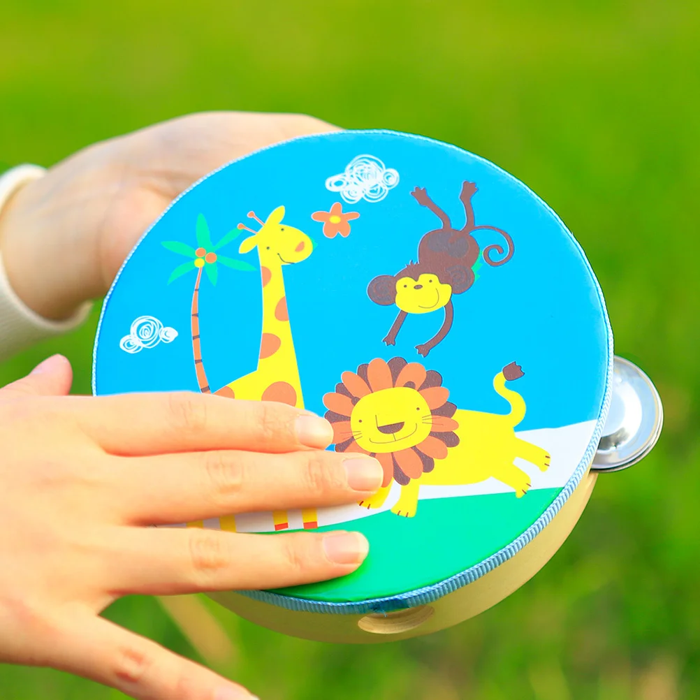 

Cartoon Tambourine Early Education Music 360 Degree Smooth Soft Surface No Burrs Rope Edge Design Comfortable Handle