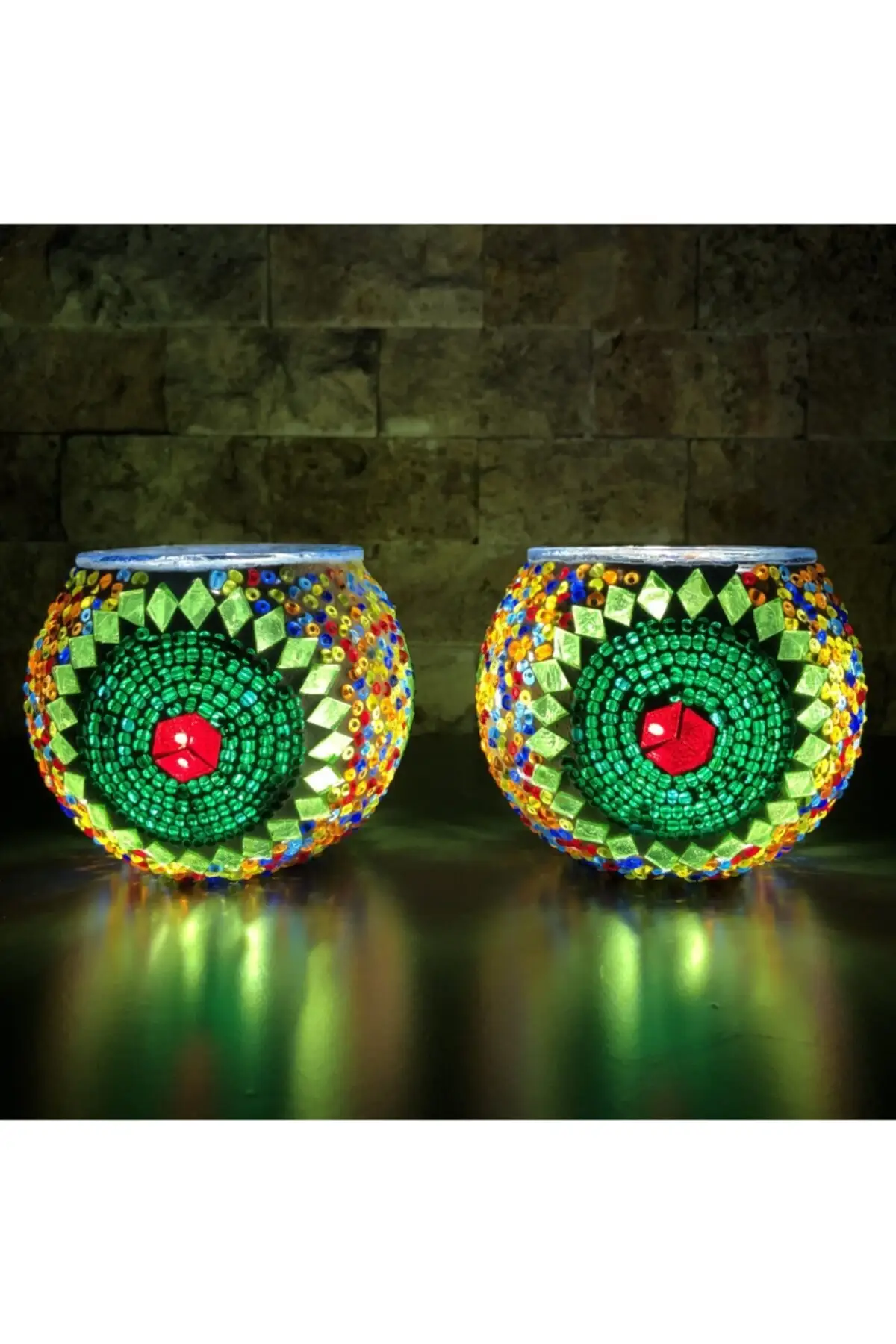 Mosaic Glass 2 Piece Candle Holder Set Gift Scandinavian Model Handmade Candle Mold Candlestick Vase