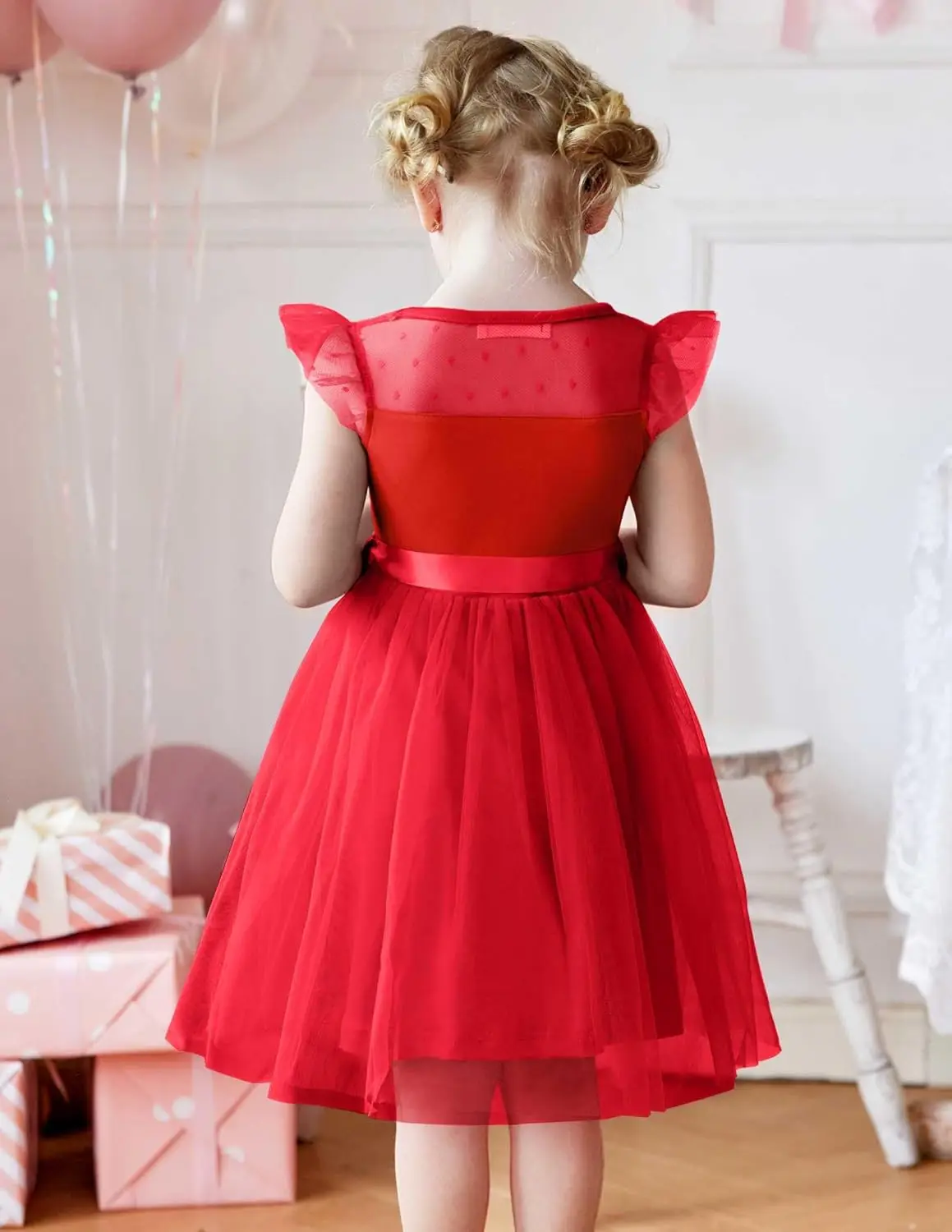 Jeugdige chiffonjurk zomer contrasterende mesh feestjurk, kerst schattige prinses verjaardagsfeestje chiffon jarretel communiejurk