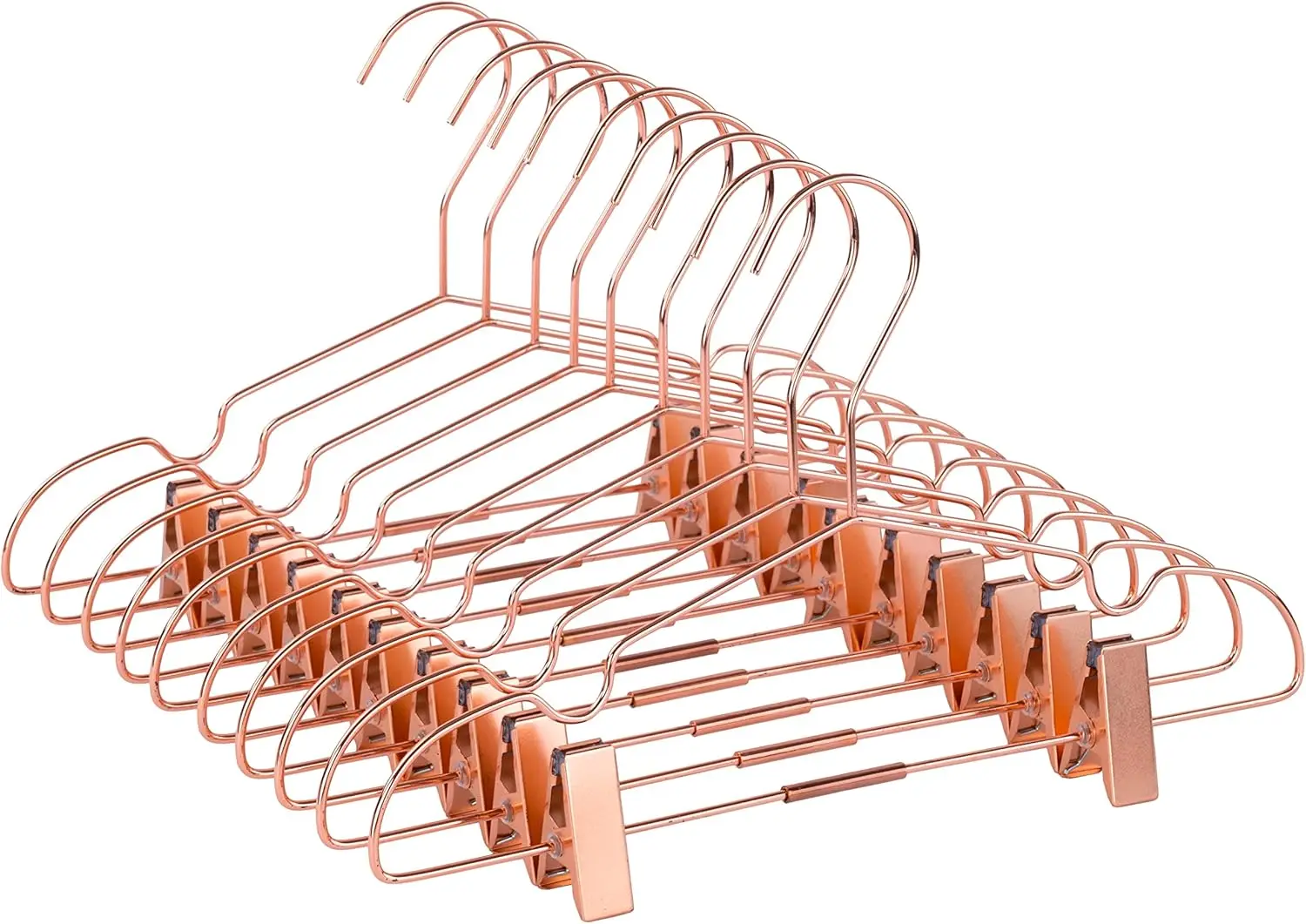 

25-Pack Adjustable Metal Clothes Hangers, Rose Gold Copper Shiny Wire for Shirts Coat Storage & Display