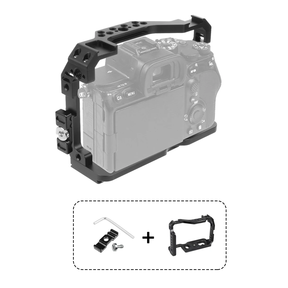 A7M4 A7R4 Kamera Vollkäfig Rig Griff Griff Arca-stil Kalten Schuh Halterung ARRI Ortung für Sony Alpha 7S III IV A7M3 A73 A7R3 A7S3 – Detail 27