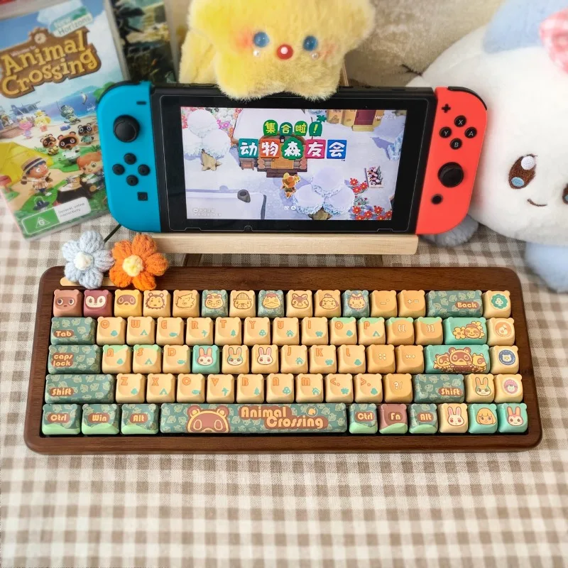 Набор колпачков для клавиш на тему животных и леса, индивидуальный сублимационный моапрофиль из ПБТ, крестовая ось, ключ для намотки, аксессуары для механической клавиатуры