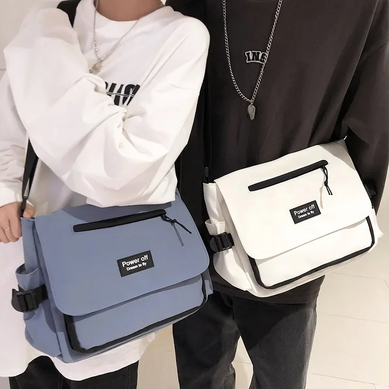 Harajuku sacos crossbody para mulheres, estilo preppy, patchwork cor bolsa de ombro, estudante mensageiro bolsas japonês saco