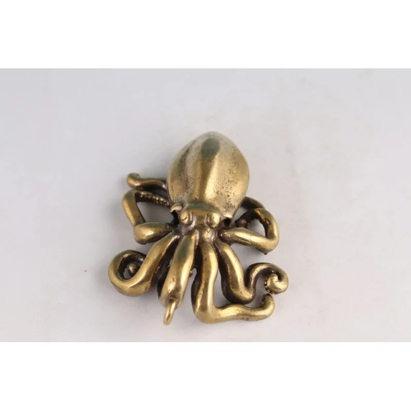 Chinese old brass hand casting octopus statue collectable pendant netsuke