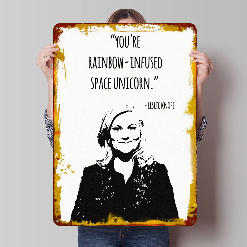 Leslie Knope Quote Art Printed Poster Customized Wall Art Retro Vintage Metal Tin Signs for Apartment Decoration Room Wand Deko
