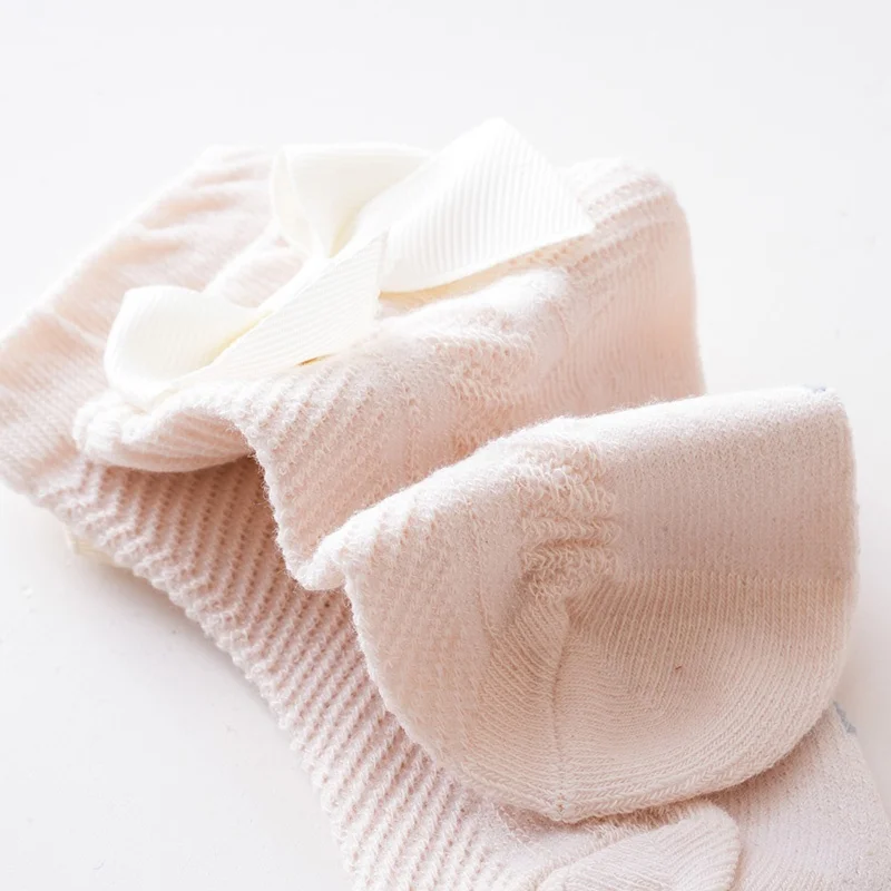 Baby Girls\' Toddler Socks Princess Socks Baby Non-skid Socks Exquisite Workmanship Ribbon Bow-tie Decoration Solid Color 0-3 T