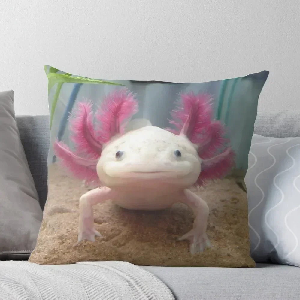 

Smiling Leucistic Axolotl! Throw Pillow Custom Cushion Pillow Covers Decorative Christmas Pillow Cases