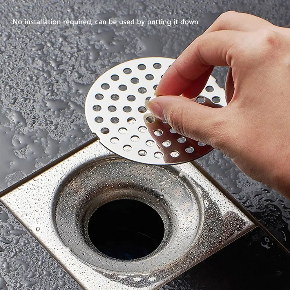 Creative Stainless Steel Floor Drain Net Cover Round Square Shape with Handle Sink Strainer Floor Drainage Net