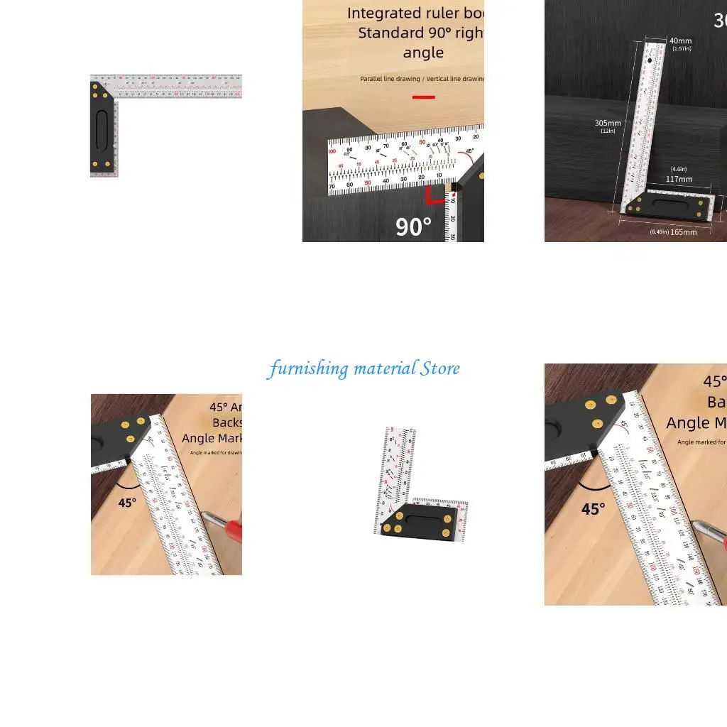 

Y5GD Multiple Functional Steel Carpenter Tool 45° Angles Guide & 90° Layout Square Upgrades for Accurate Marking & Measuring