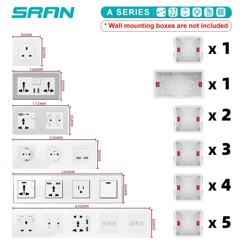 EU Standard Electrical Socket with USB Charging 5V 2A, Flame Retardant PC Panel 86*86mm Usb Wall Socket