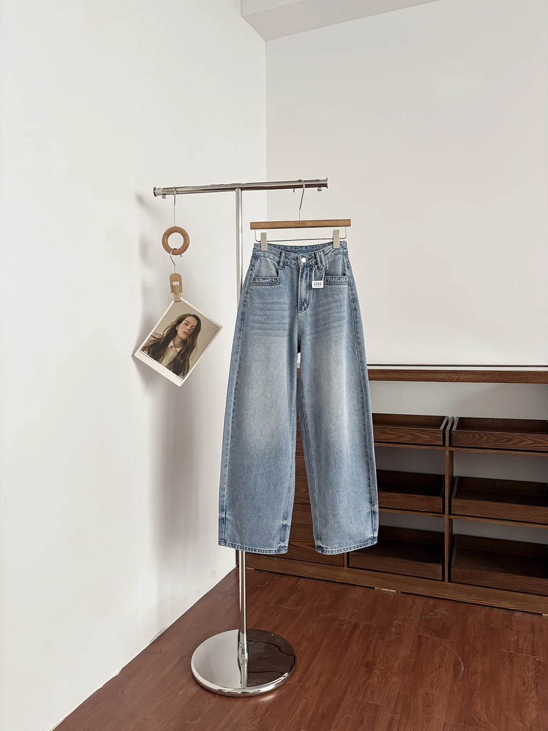 

Женские джинсы с высокой талией, широкими штанинами, синие, из выстиранного денима, свободные, прямые, в стиле ретро, длинные брюки, весна 2026, модные женские джинсы