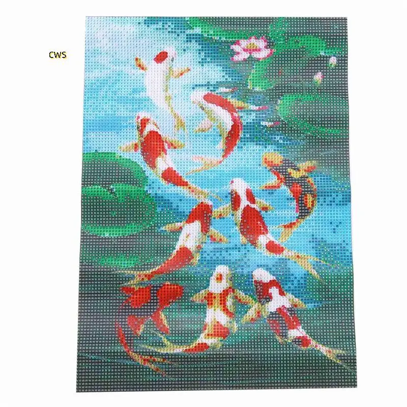 5X 5D 아트 다이아몬드 페인팅 라운드 전체 다이아몬드 잉어 잉어 크로스 스티치 키트 자수 홈 장식
