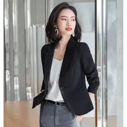 Blazer court noir pour femme, veste de printemps, vêtements de couture, manteau décontracté, haute qualité, dernière mode