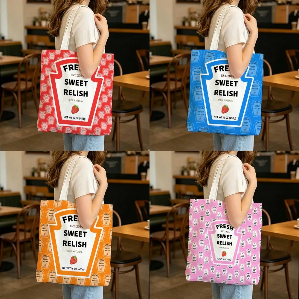 Bolsas de almacenamiento con diseño divertido de ketchup de Heinz, bolsa de compras, bolso de lona ligero, ideal para uso diario, compras y viajes