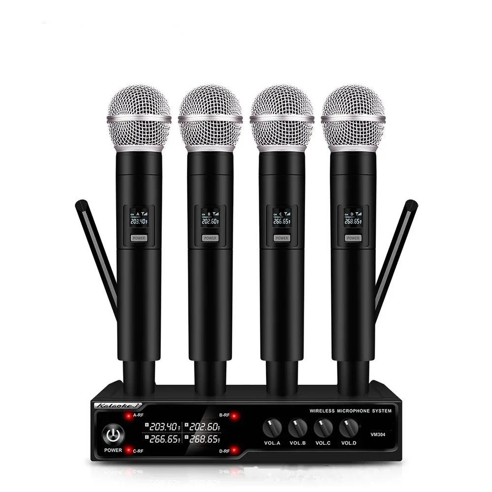 

VM302 VHF Wireless Microphone System 2 or 4 Handheld Cordless Mic 80 Meters Distance for Church Speech Family Karaoke Hot Sale