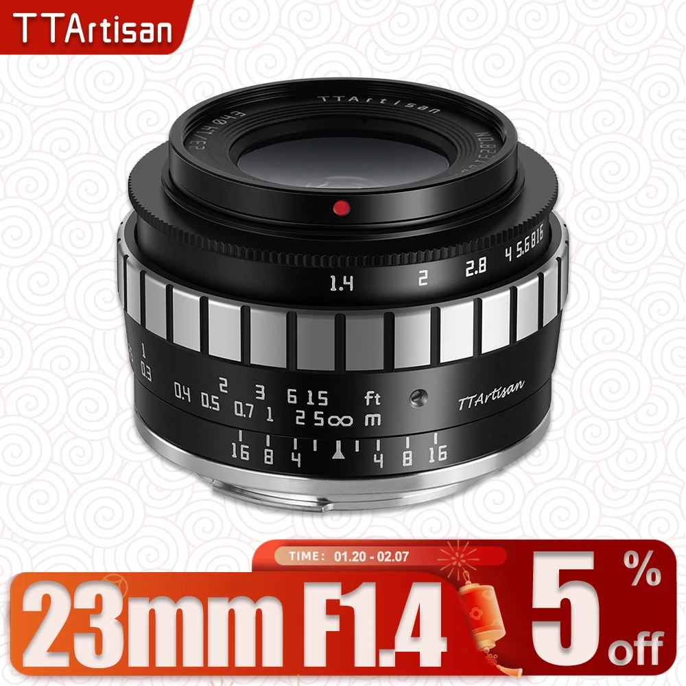 TTArtisan APS-C 23mm F1.4 MF Fast Documentary Lens for Fuji X-E4 XT-100 Sony A6600 Canon Nikon Z50 ZFC Olympus E-M5 M43-mount