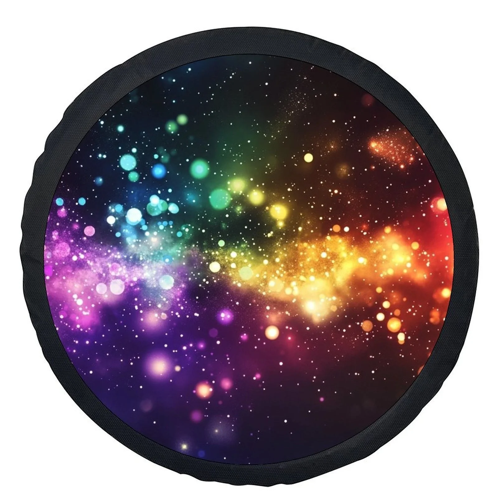1pc Starry Space Themed Tire Cover Wheel Cover - Vibrant Cosmic Design With Colorful Stars & Planets, Durable Polyester, Fits Mo