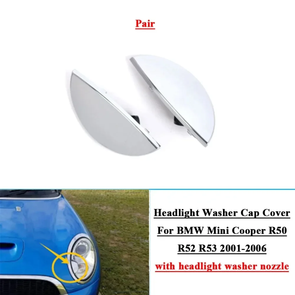 

For Mini Cooper R50 R52 R53 01-06 Silver Front Headlight Washer Water Spray Cover Car Bumper Protector 63126922155 63126922156