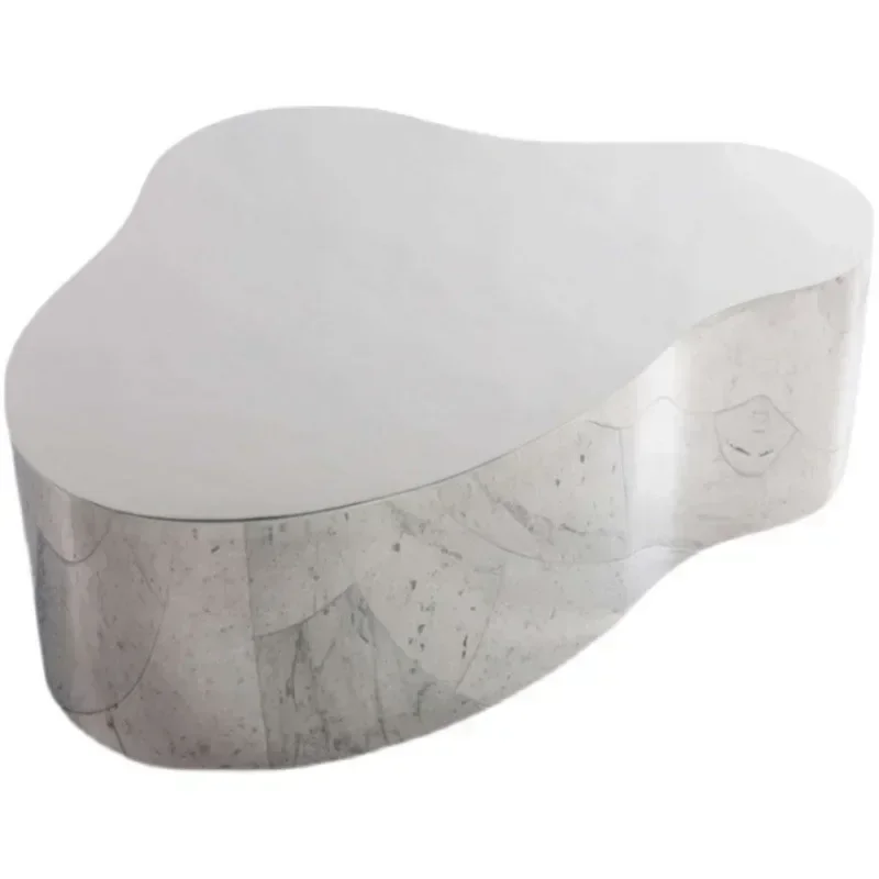 Creative special-shaped mirror silver coffee table stainless steel tea table living room simple luxury irregular combination cof