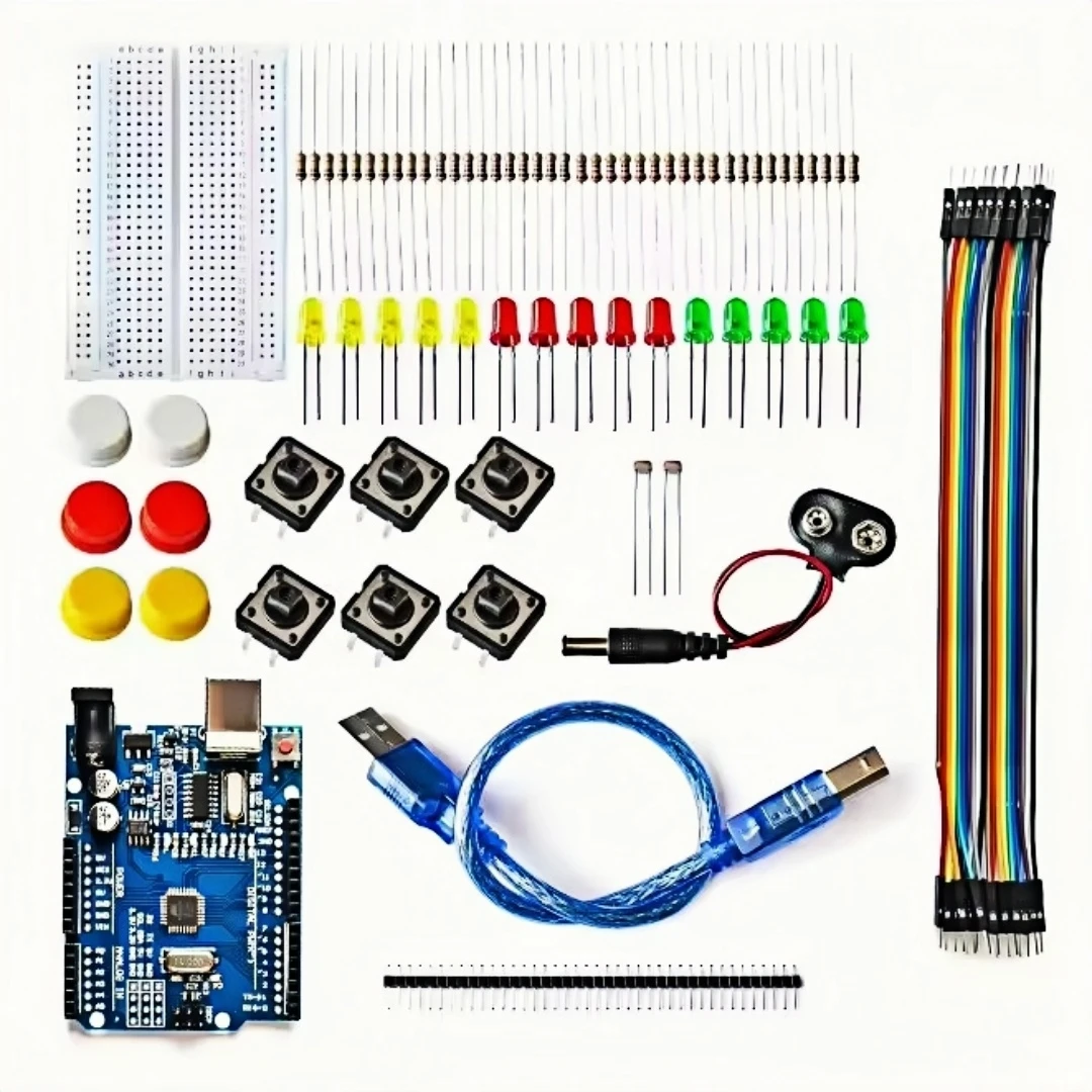 مجموعة المبتدئين لـ UNO R3 اللوح الصغير LED زر سلك توصيل معزز لـ Arduino Diy Kit معمل التعليم المدرسي