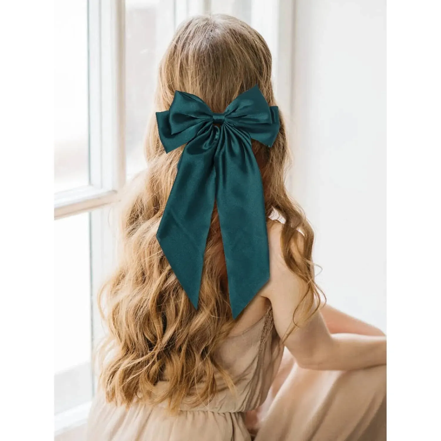 2Pcs/Set Elegant Bow Ribbon Hair Clip Women Fashion Solid Bowknot Satin Hairpin Barrettes Girls Ponytail Clip Hair Accessories