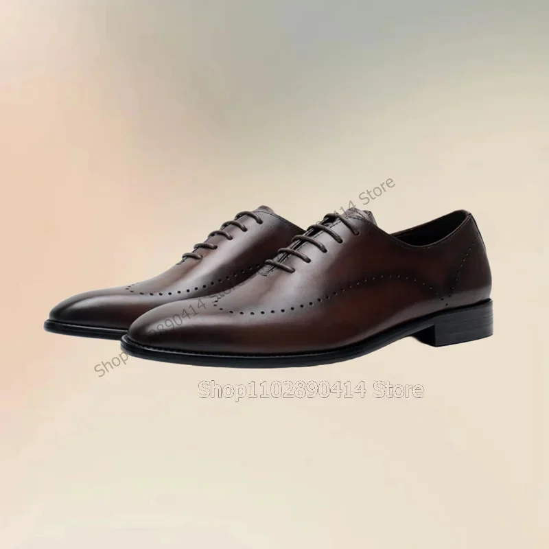 

Brown Black Breathable Square Toe Strappy Men Shoes Fashion Lace Up Male Shoes Luxurious Handmade Party Office Men Dress Shoes