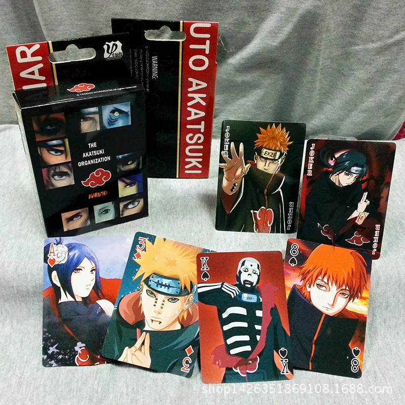 54 Sheet Different Patterns Uzumaki Naruto The Dawn Organization Playing Cards Anime Uchiha Sasuke Game Cartoon Card Photos Toys