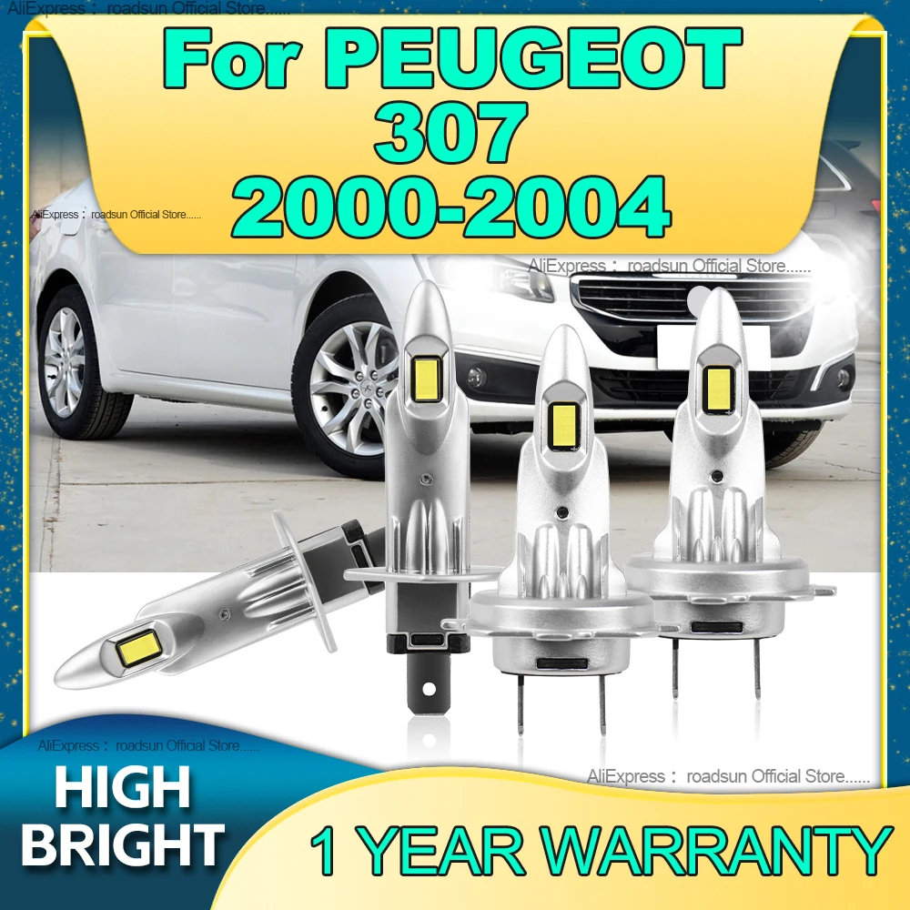 

2/4Pcs LED Headlight 25000LM Super Bright H7 H1 Wireless Lamp 6000K Car Light For PEUGEOT 307 2000 2001 2002 2003 2004