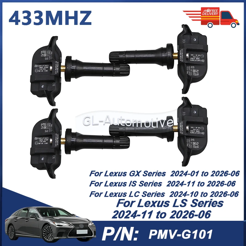 PMV-G101 4PCS 433MHZ TPMS Tire Pressure Sensor For Lexus LS LC RC RX IS Toyota Levin ALLION  PMV-E105 4260748070