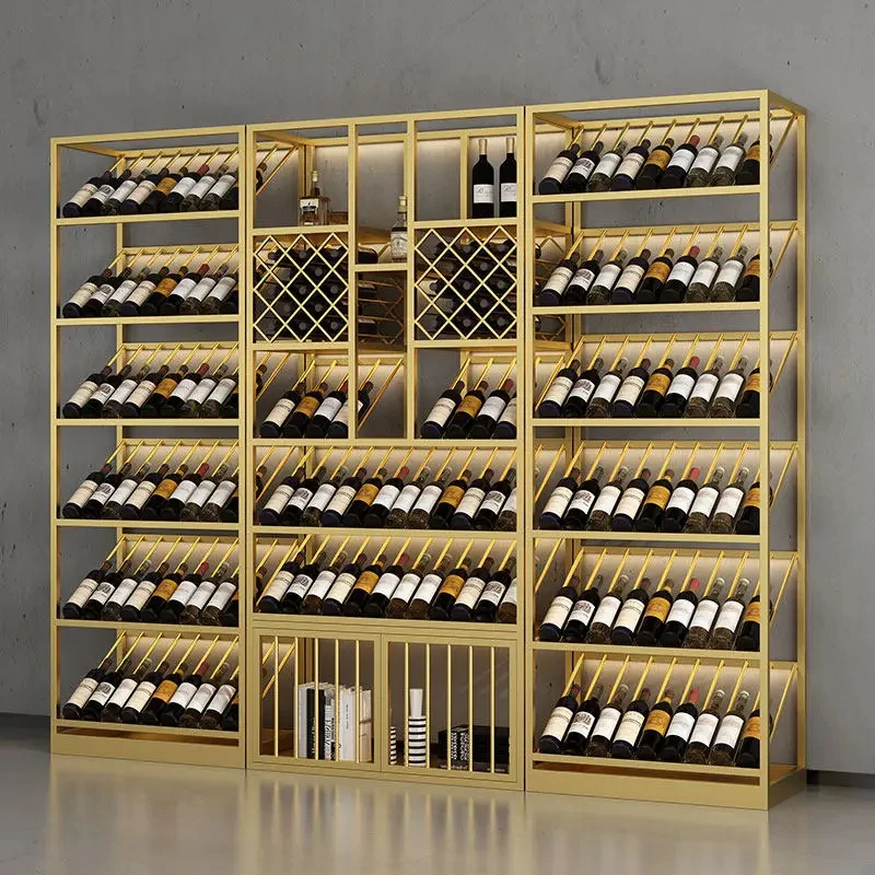 custom.Winery Floor-standing Multi-layer Metal Wine Cabinet Wine Cellar Luminous Red Wine Tea Storage Display Rack Wine