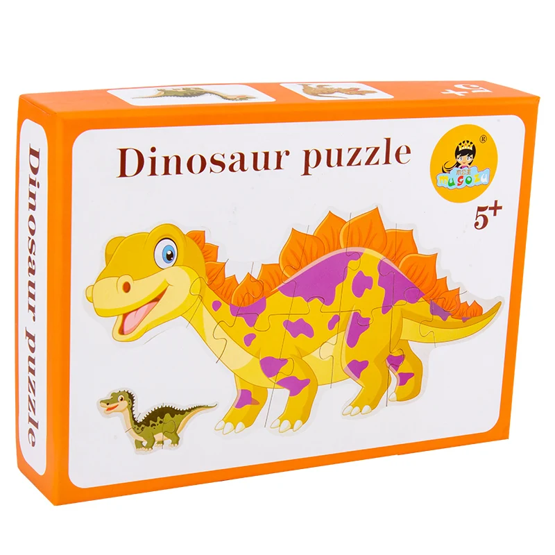 

High Quality Dinosaur Puzzle Children's Wooden Educational Toddlers Montessori Toy Inserting Assembling Model