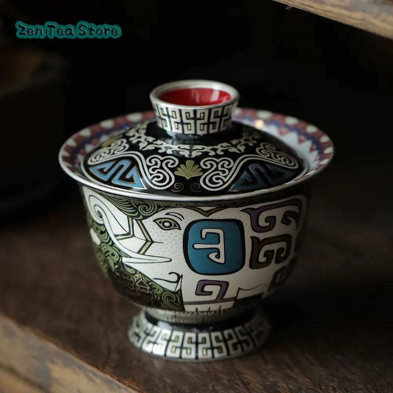 High Foot Cover Bowl High-grade Single Tea Bowl Ceramic Kung Fu Tea Set Large Not Hot Three Bowl