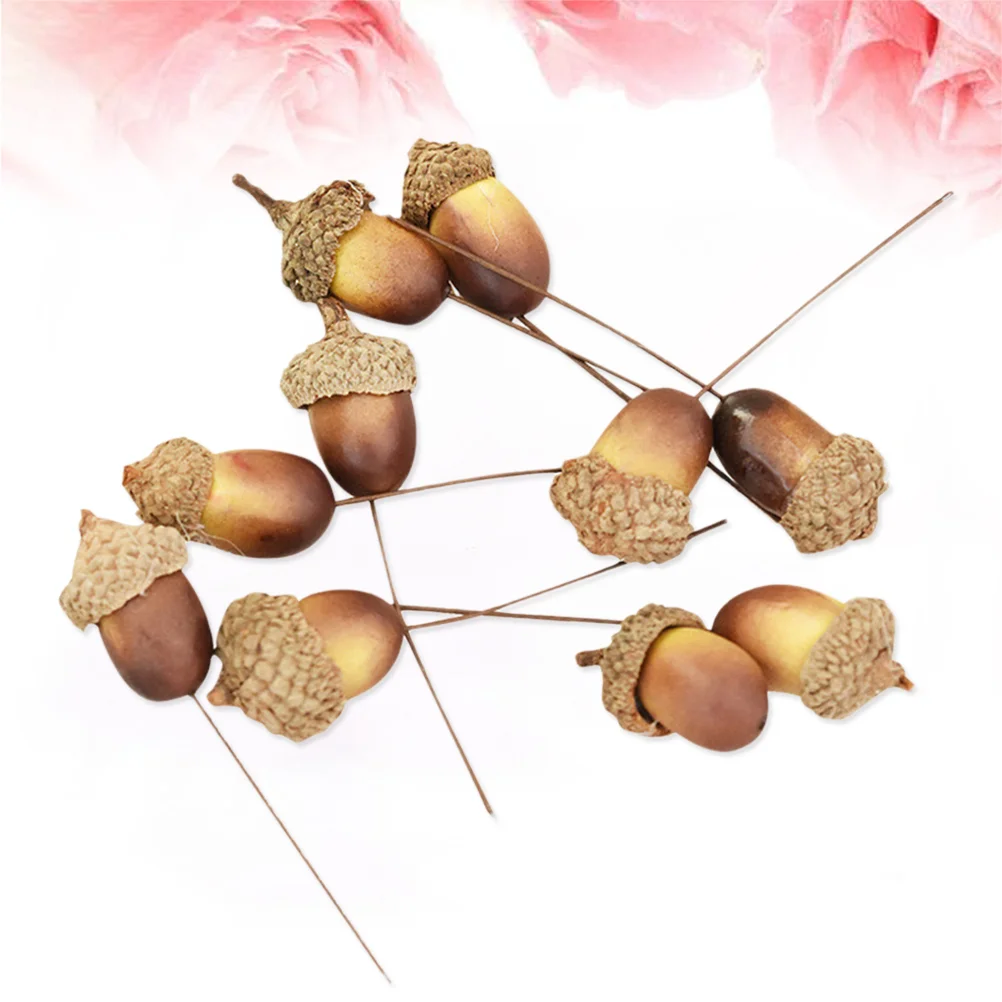 10pcs Artificial Lifelike Simulation Small Acorn Set DIY False Nuts Photo Props Home Kitchen Christmas Tree Decor