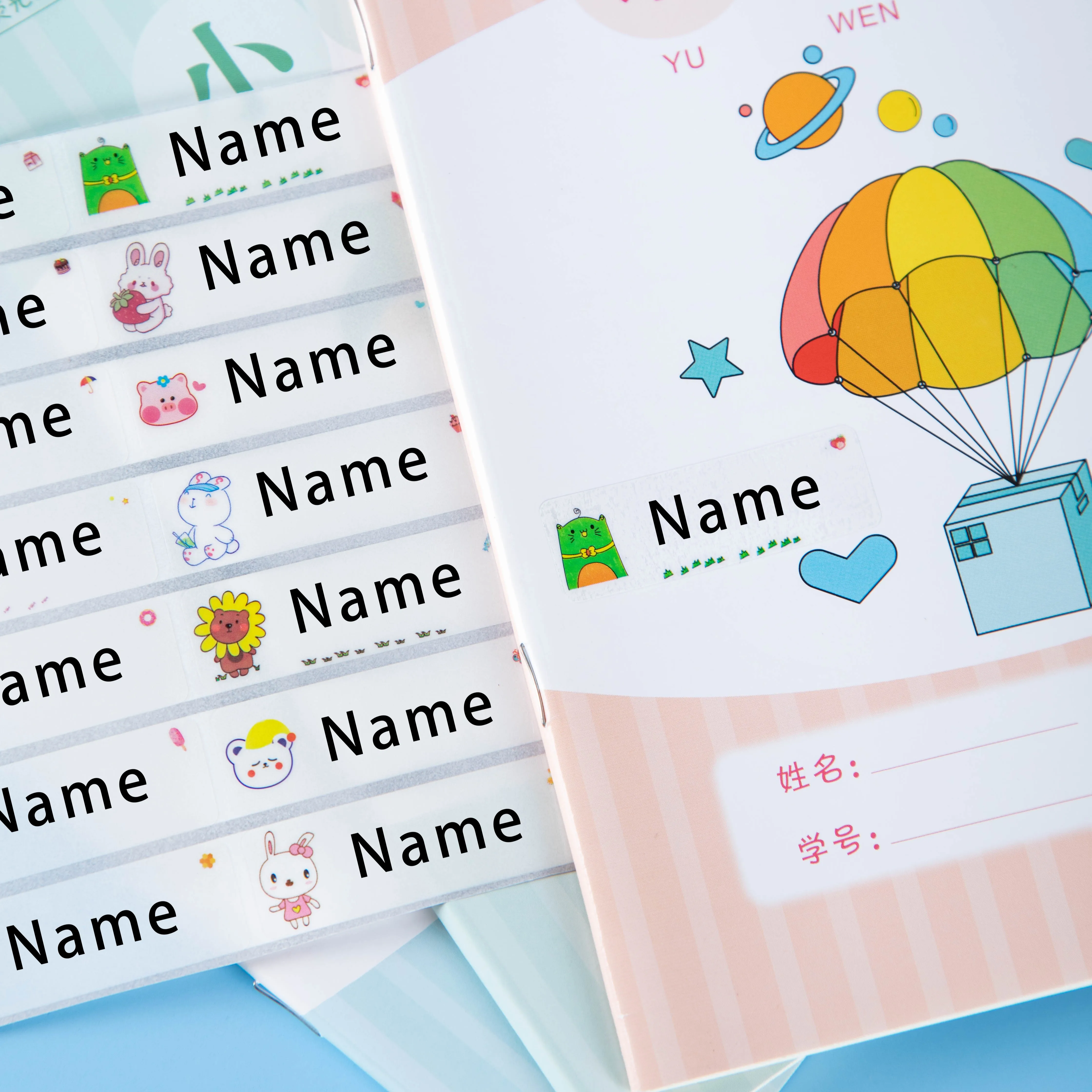 

Custom Waterproof Transparent Name Stickers - Personalized Multilingual Labels for Kids School Supplies