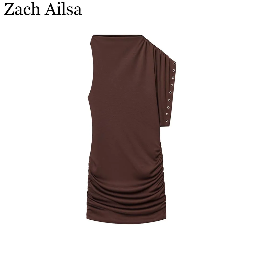 여름 신상 여성 패션 유럽 및 미국 스타일 원형 비대칭 스트레이트 튜브 드레스