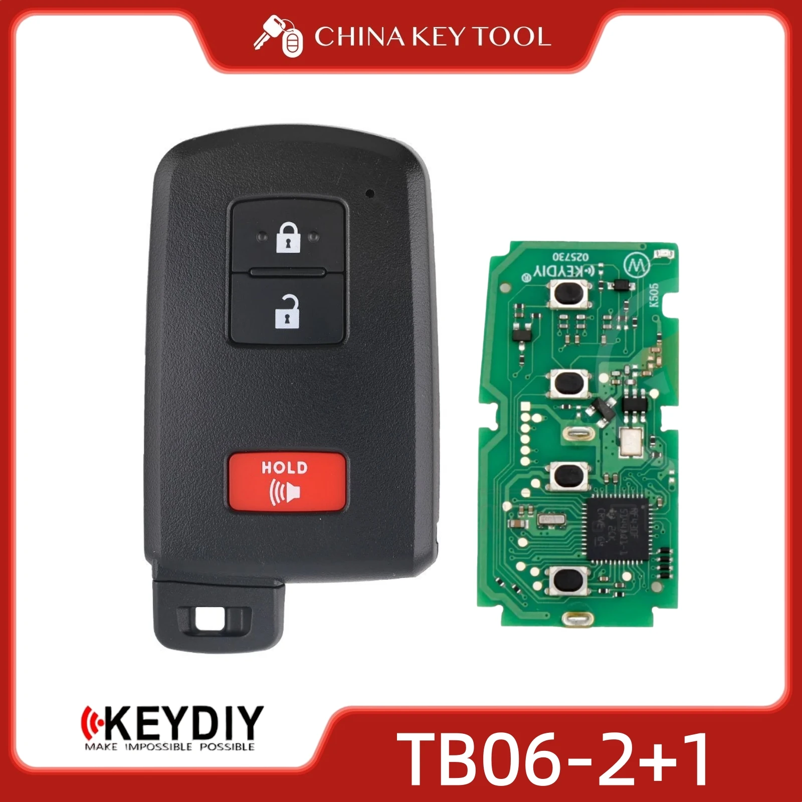 KEYDIY KD TB06-2+1 Universal Smart Remote Key 2+1 Buttons Compatible with Toyota Type