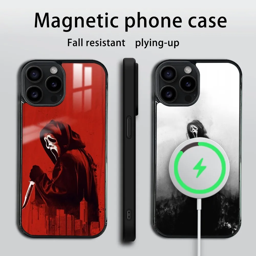 G-Ghostface H-Horror Scream Art Phone Case For iPhone 16 15 14 13 12 11 Pro Max Plus Mini Mirror Wireless magnetic case