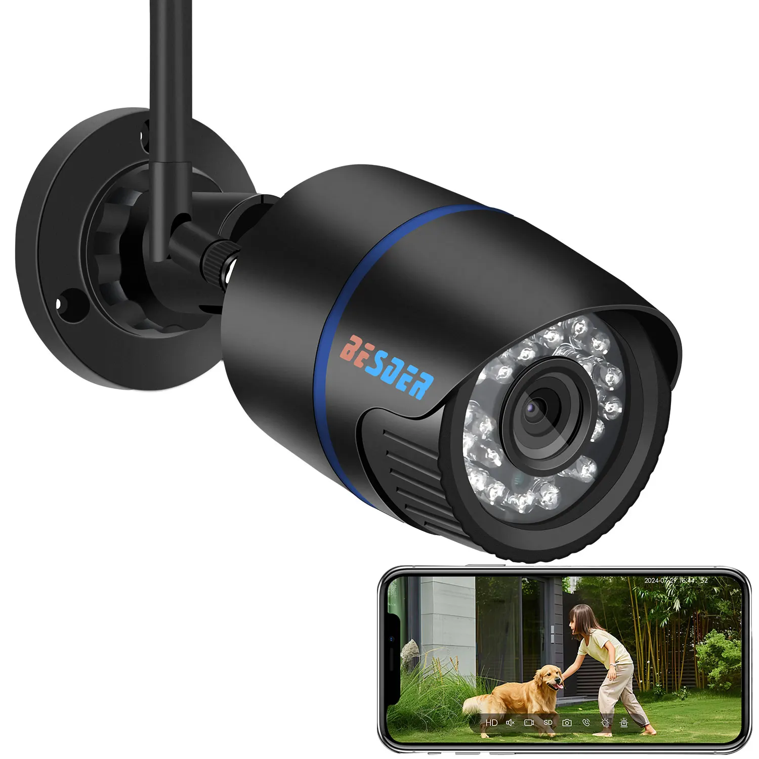 كاميرا ICSEE 2MP P2P Wifi IP إنذار سلكي لاسلكي CCTV تسجيل صوتي رصاصة خارجية مع فتحة بطاقة SD حتى 128 جيجا