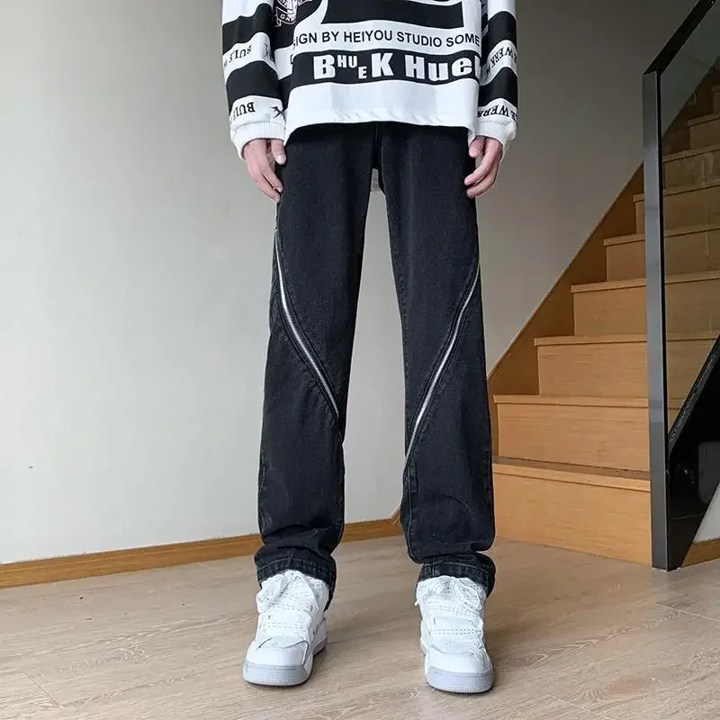 

Wide Leg Men's Jeans Autumn Clothing Cheap Denim Trousers 2025 Fashion Retro Aesthetic Japanese Street Style Male Cowboy Pants
