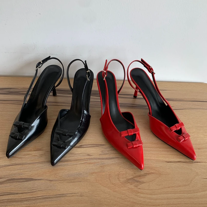 

Женские босоножки на высоком каблуке с узлом-бабочкой, элегантные современные свадебные туфли с острым носком, летняя офисная обувь для женщин