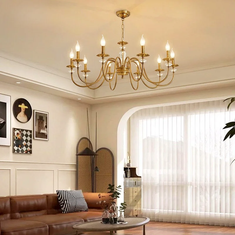 American Retro Led Brass Pendant Light For Home Decoration Living Room Bedroom Dining Room Three Color Candle Lighting Fixtures