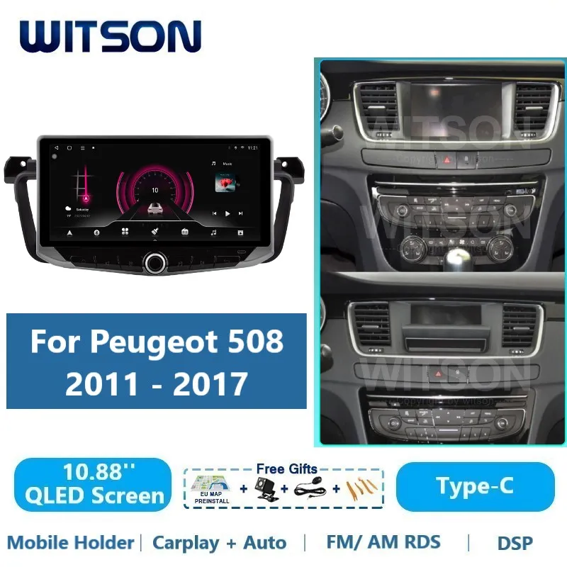 

QLED Android Car Multimedia for Peugeot 508 2011 - 2017 Carplay GPS Auto Stereo Radio Vehicle Audio Head Unit