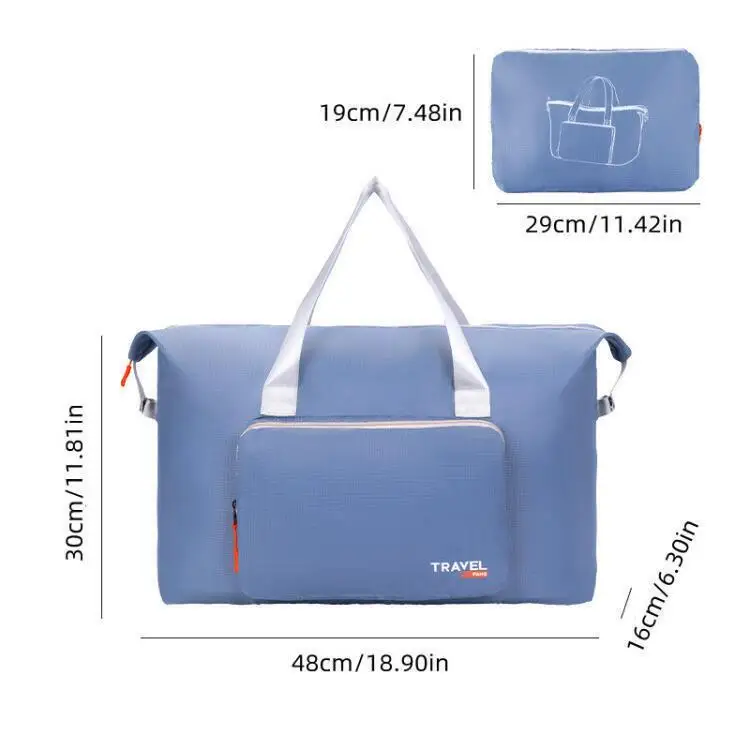 Foldable Luggage Travel Handbag Waterproof Large Capacity Lightweight Fitness Bag Simple Solid Color Travel Storage Pack Item