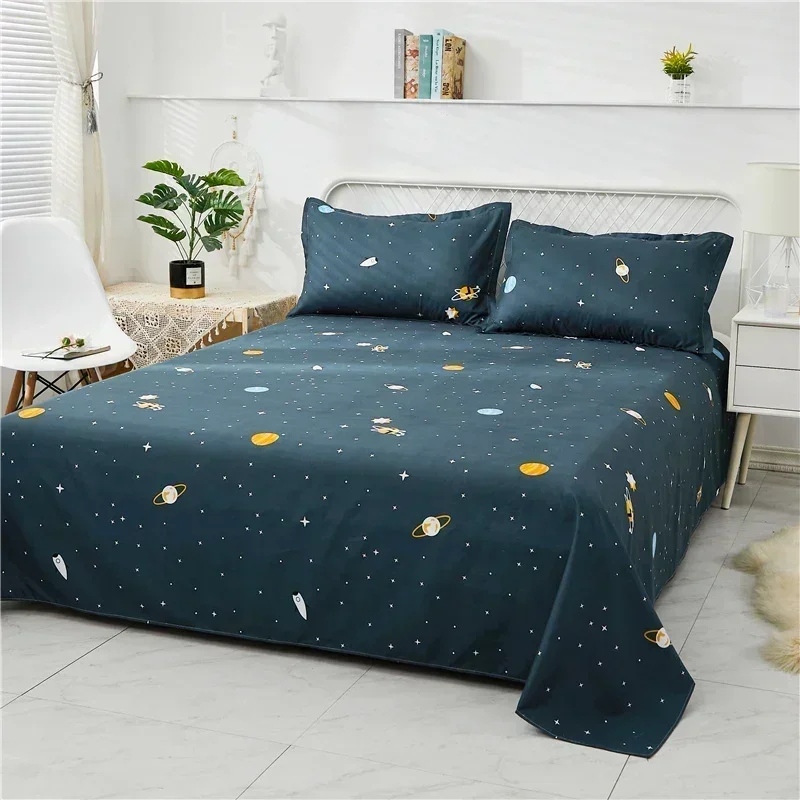 (sheet+pillowcase)3pcs set Bed Sheet with pillowcase Double/Queen/King Size Bed Sheet Solid Color Flat Sheet Sets