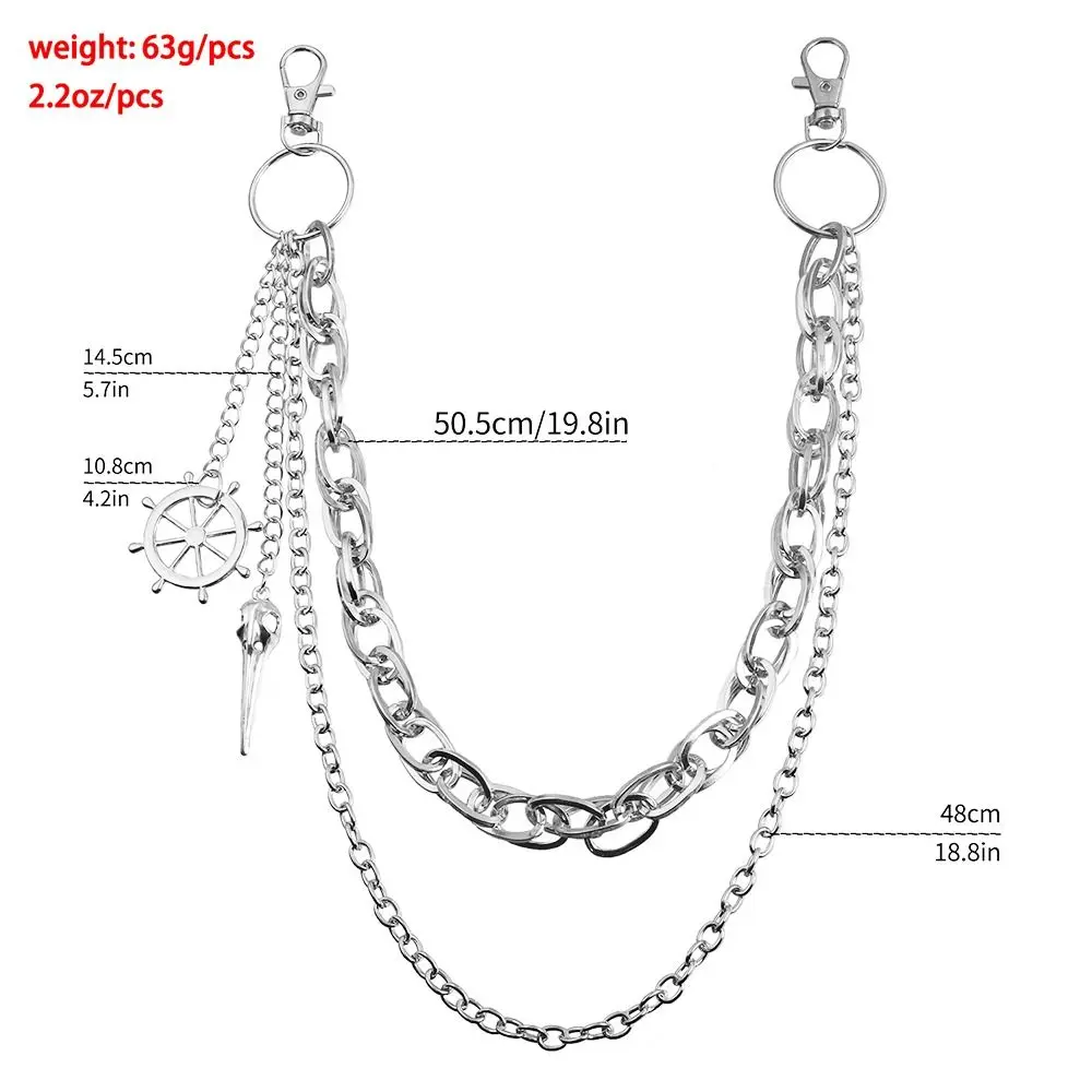 موضة قلادة معدنية بانت سلسلة الهيب هوب الطبقات الخصر مفتاح سلسلة Y2K الظلام نمط مجوهرات اكسسوارات للرجال النساء #6
