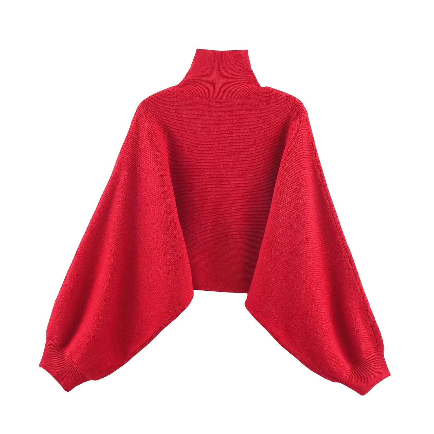 KONDALA Chic Solid Red Knitted 2025 High Neck Women Sweater Vintage Fashion 2025 Casual Winter Female High Street Fall Knitwear