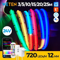 Tuya Smart WIFI RGBIC COB LED Strip Light Tape Addressable Flexible RGB Neon LED Light 24V APP Control Support Alexa Google Home