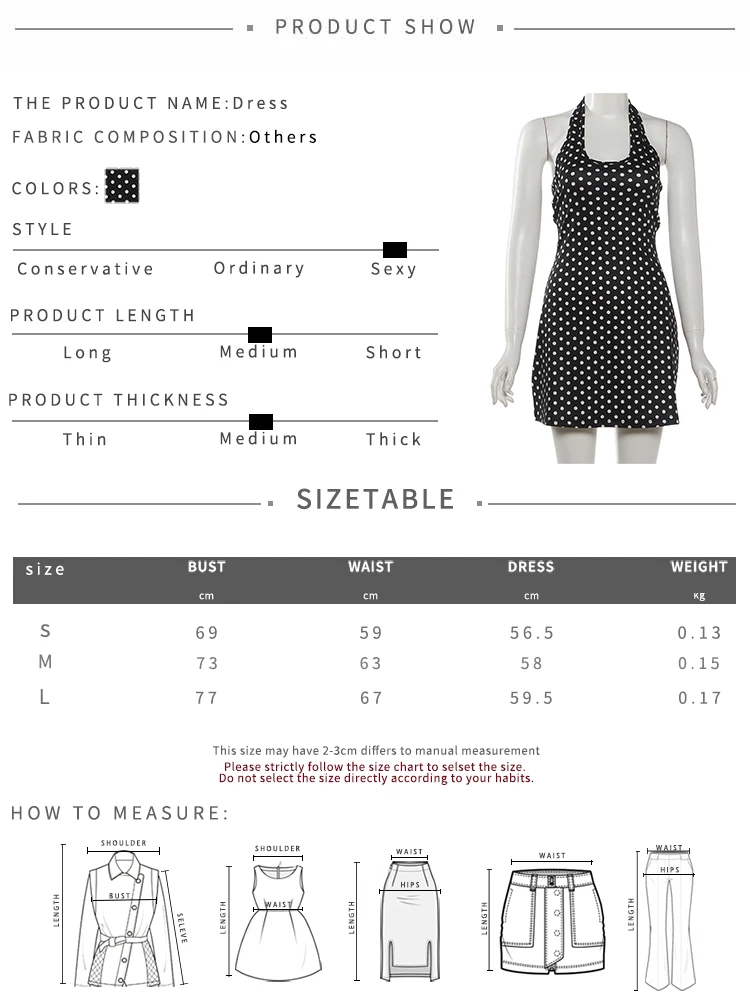 Kliou Polka Dot Print Minikleid für Damen, Sommertrend, Neckholder, tief ausgeschnitten, rückenfrei, ärmellos, formende Taille, Y2K, eleganter Stil, figurbetont – Detail 1