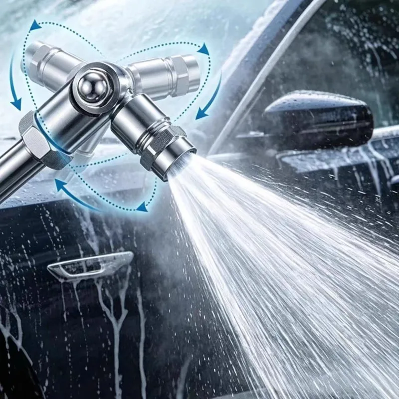 Universal High Pressure Car Wash Gun with 1/4 Quick Plug, Rotating Spray Nozzle Extension Pole for Auto Underbody Cleaning